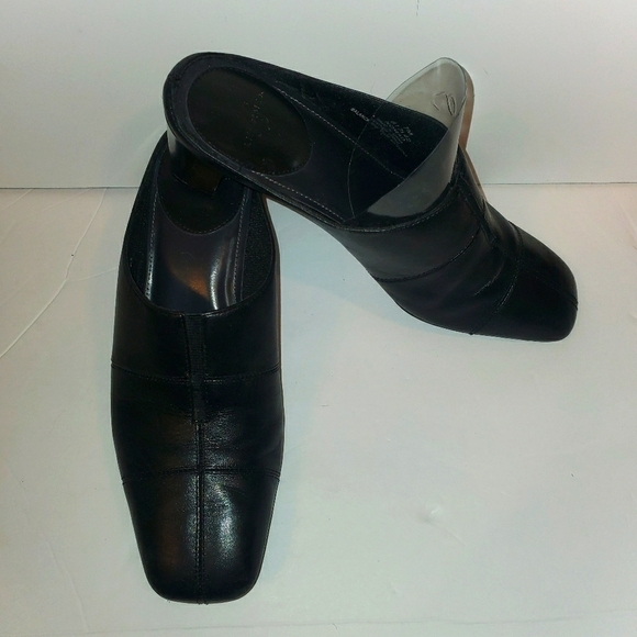 LIFESTRIDE BLACK LEATHER OPENBACK SLIDES SIZE 7 - Picture 3 of 15